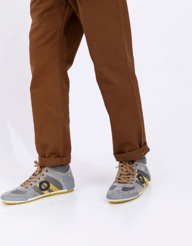 נעלי גברים - Aro - סניקרס גבוהות IDO - אפור   צהוב