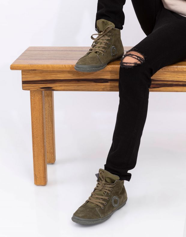 נעלי גברים - Aro - סניקרס זמש גבוהות WILLY - ירוק