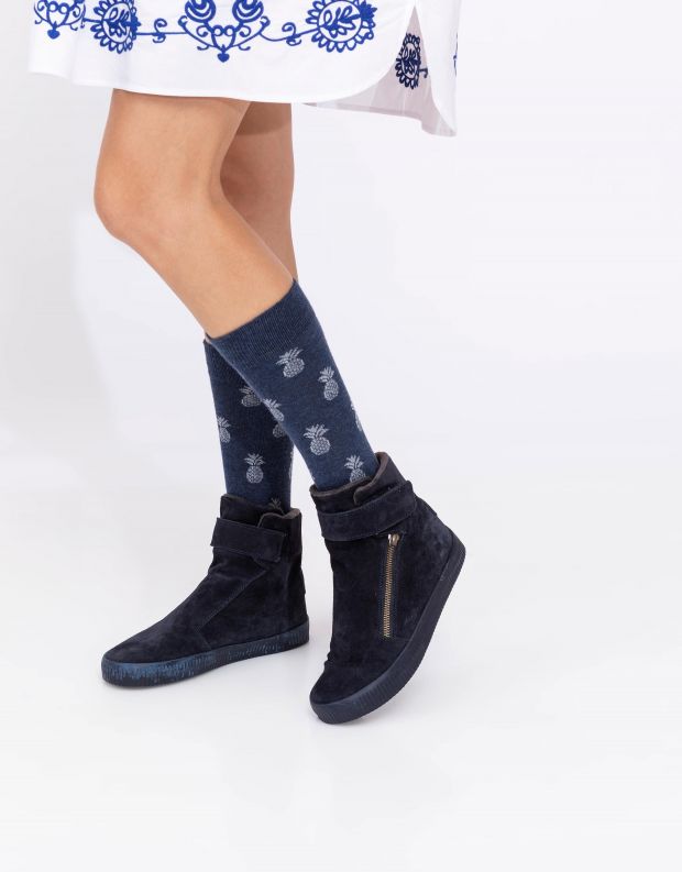 נעלי נשים - Aro - מגפון NOELLE רוכסן סקוטצ' - כחול כהה