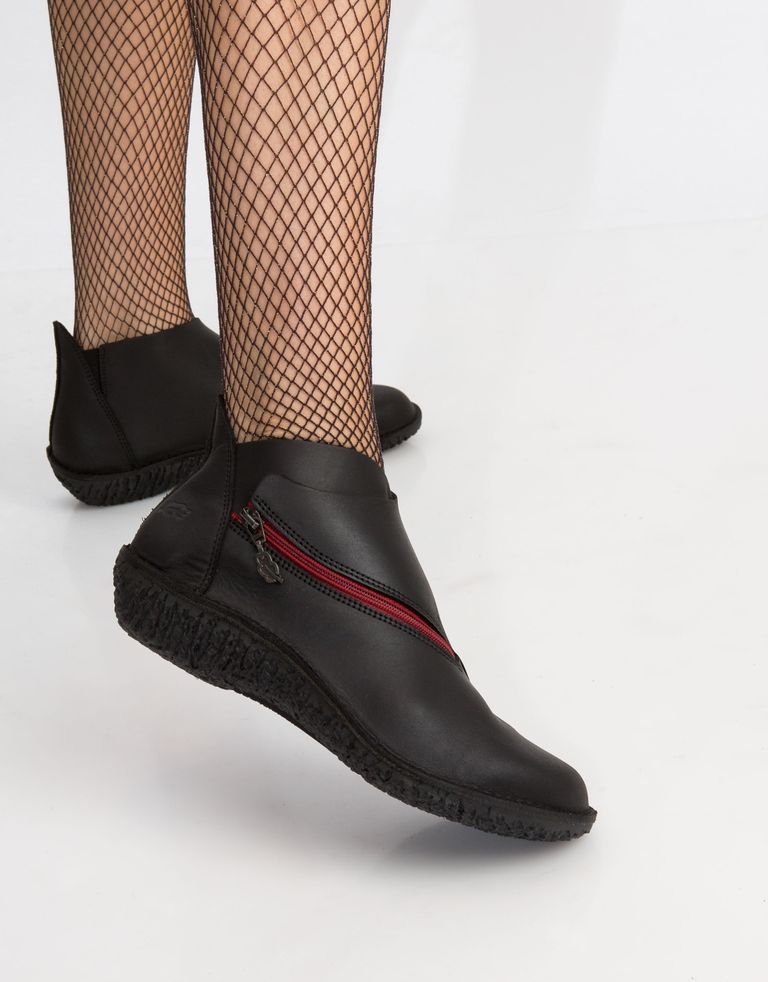 נעלי נשים - loints of Holland - מגפוני עור FUSION רוכסן - שחור