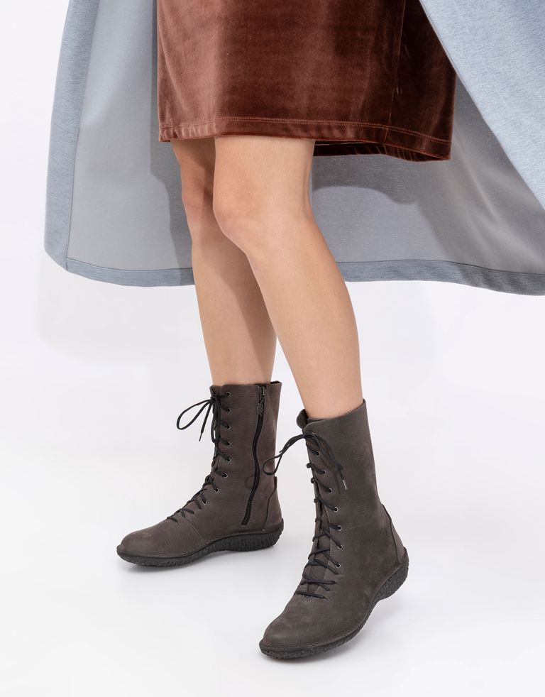 נעלי נשים - loints of Holland - מגפי עור עם שרוכים FUSION - אפור