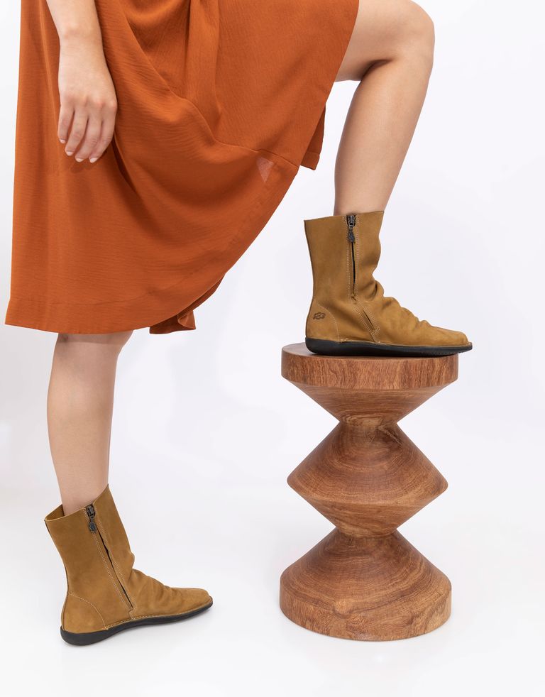 נעלי נשים - loints of Holland - מגפי עור NATURAL - חרדל
