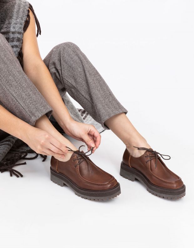 נעלי נשים - Vialis - נעלי אוקספורד מעור MAO - חום