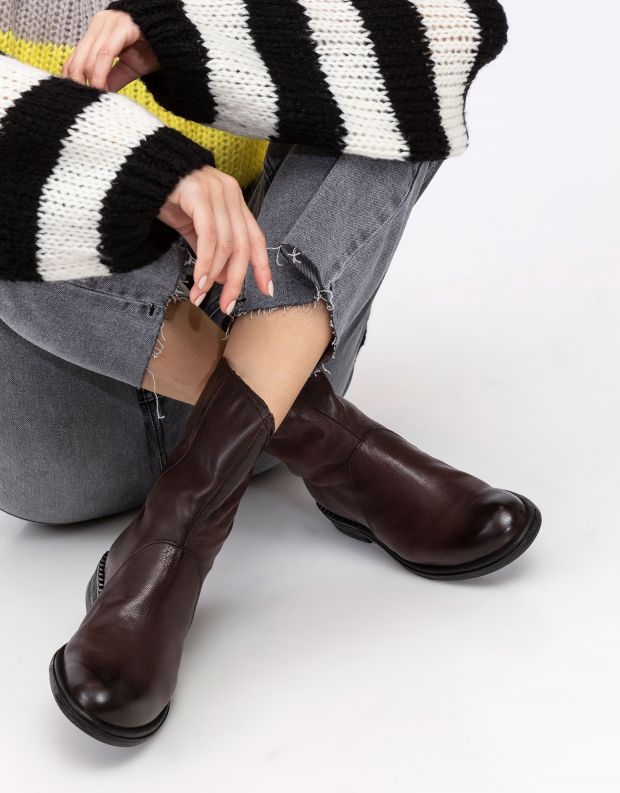 נעלי נשים - Mjus - מגפונים אסימטריים PALLY - חום כהה