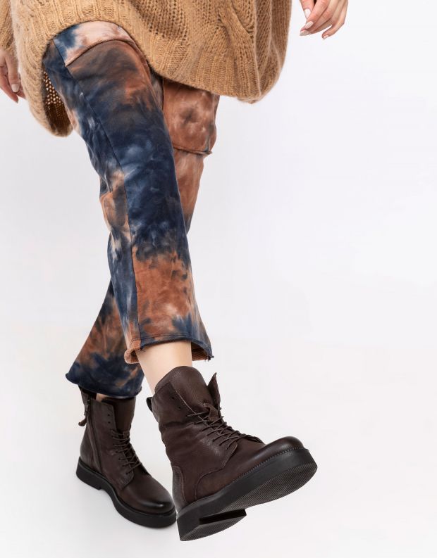 נעלי נשים - Mjus - מגפונים TRIPLE עם שרוכים - חום כהה