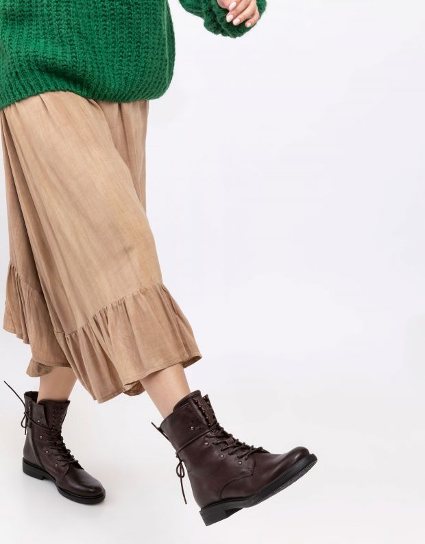 נעלי נשים - Mjus - מגפונים עם שרוכים CAFE - חום כהה