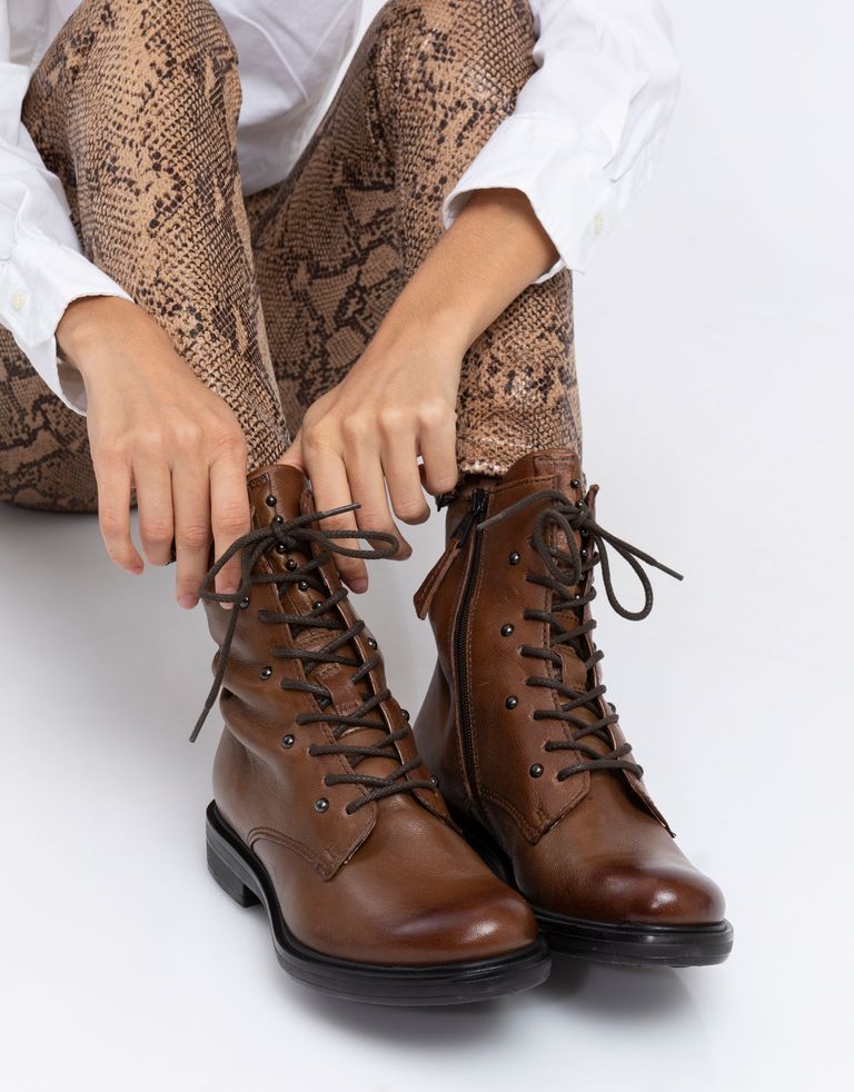 נעלי נשים - Mjus - מגפונים עם שרוכים CAFE - קוניאק