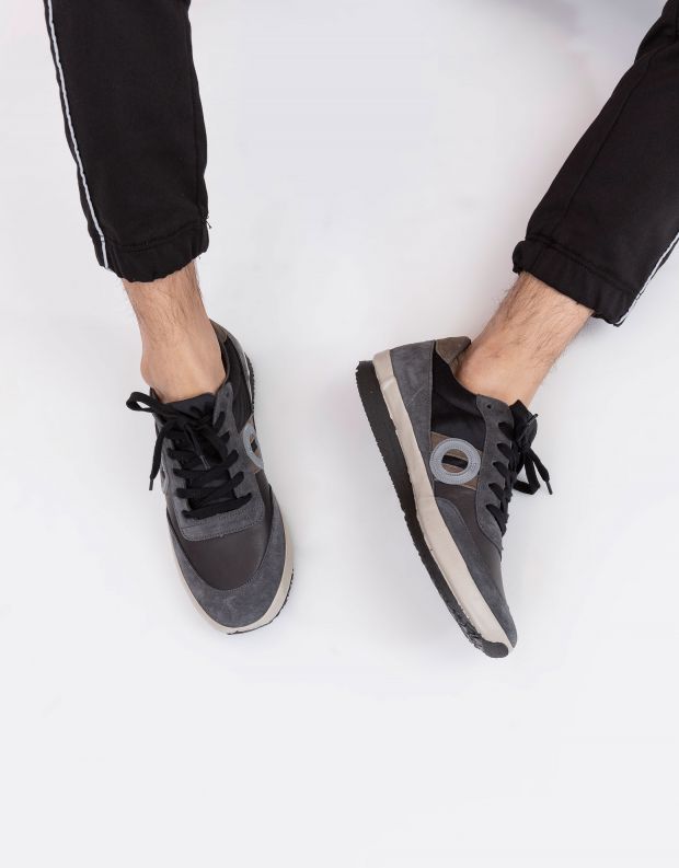 נעלי גברים - Aro - סניקרס עור וזמש JAQ - אפור   שחור