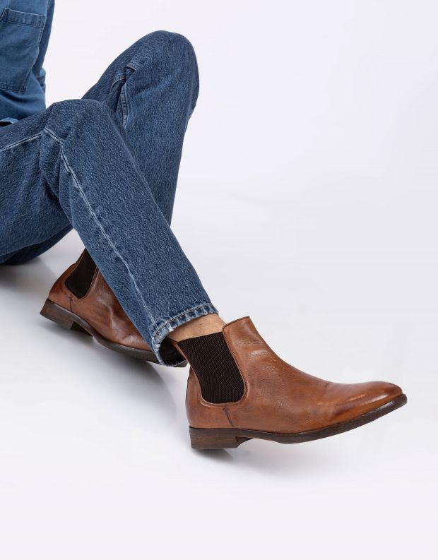 נעלי גברים - Hudson - מגפי עור KIRCHNER - חום בהיר