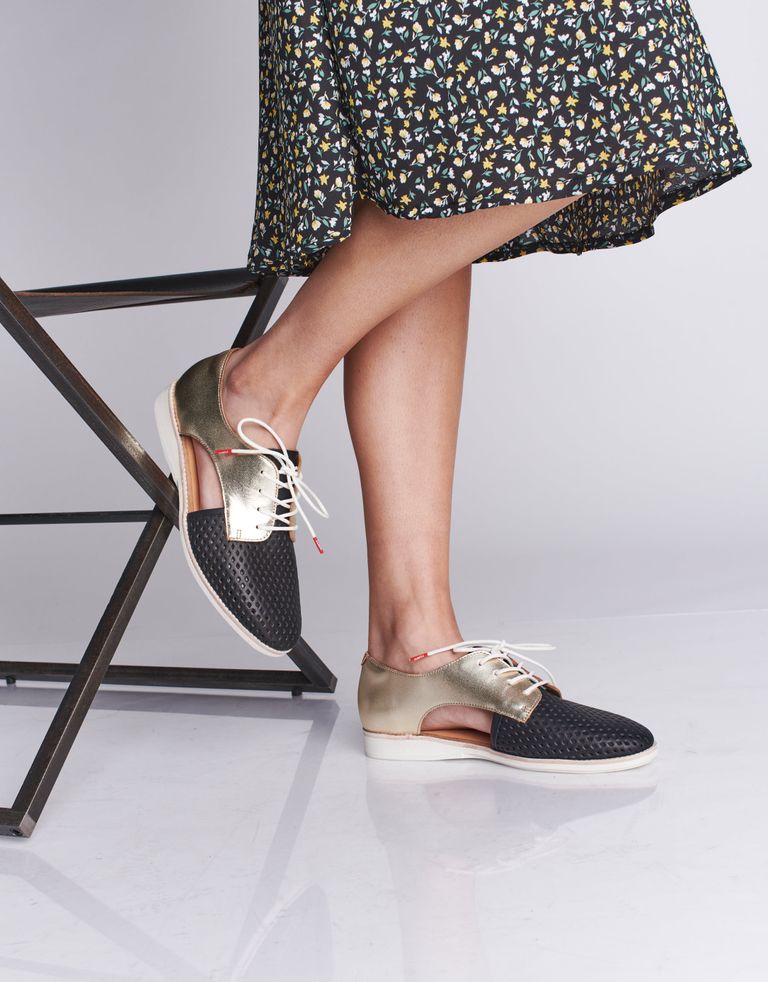 נעלי נשים - Rollie - סנדלי נשים SIDECUT PUNCH - שחור   זהב