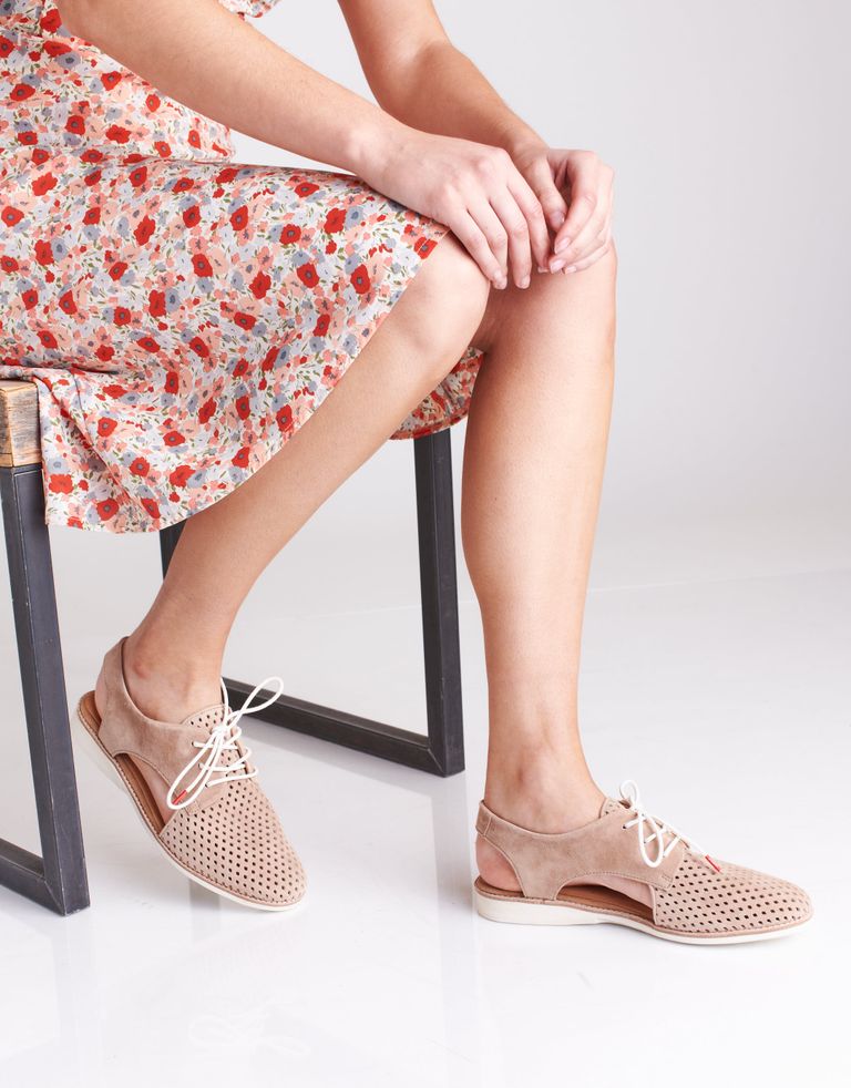 נעלי נשים - Rollie - סנדלי זמש SLINGBACK  PUNC - חום2