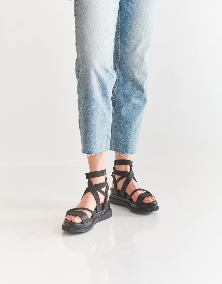 נעלי נשים - A.S. 98 - סנדלי עור עם רצועות LAGOS - שחור