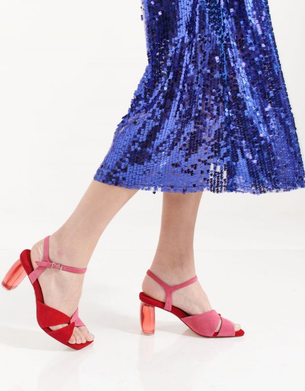 נעלי נשים - Jeffrey Campbell - סנדלי עקב מזמש ANTIQUE - אדום   ורוד