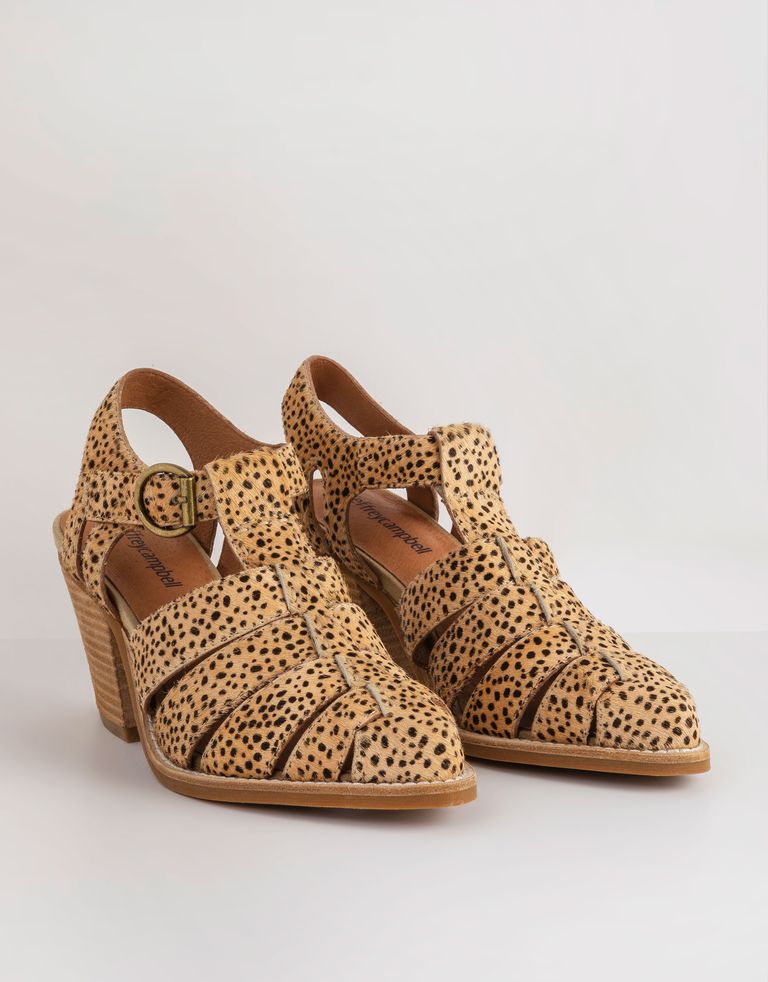 נעלי נשים - Jeffrey Campbell - סנדלי עקב סגורים ANGORA - בז'   שחור