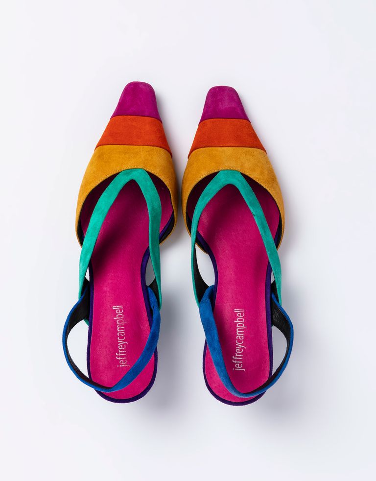 נעלי נשים - Jeffrey Campbell - סנדלי עקב מזמש EIGHT - צבעוני