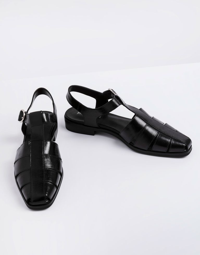 נעלי נשים - Jeffrey Campbell - סנדלי עור שטוחים LANDEN - שחור2