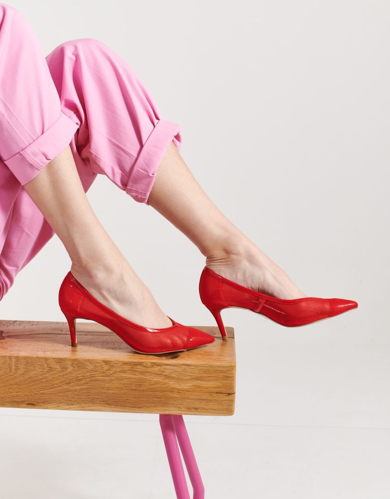 נעלי נשים - Jeffrey Campbell - נעלי סירה מבד רשת LURE - אדום