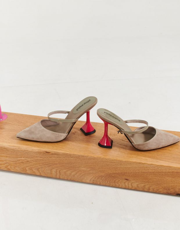 נעלי נשים - Jeffrey Campbell - כפכפים עם עקב ZIVOT - אפור   ורוד