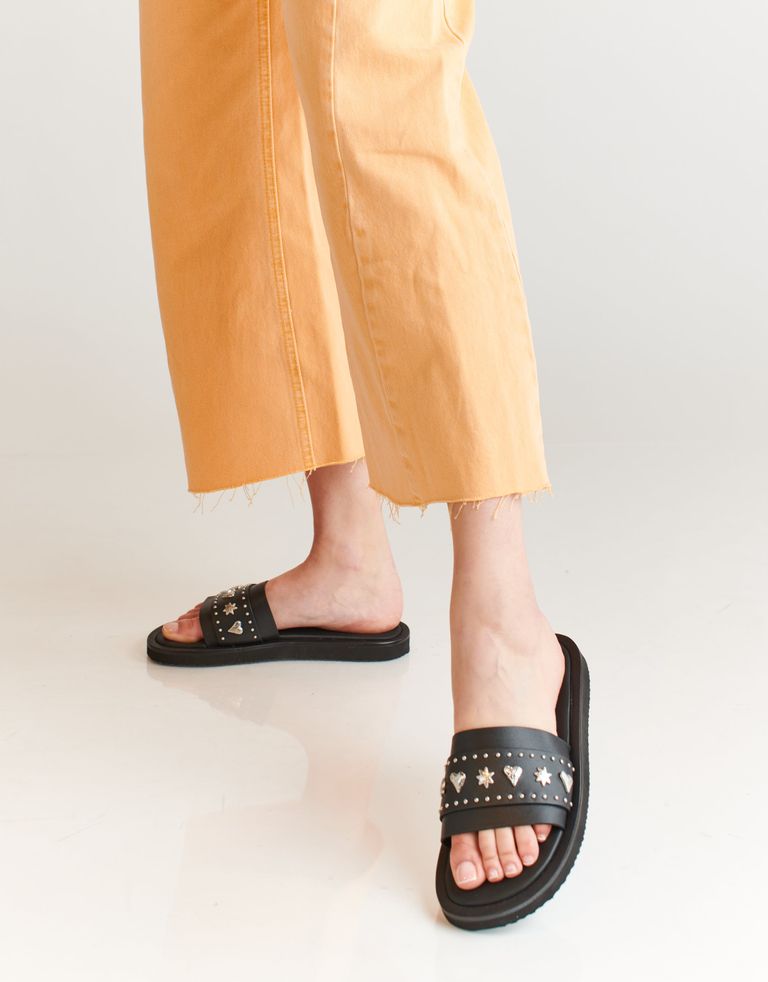 נעלי נשים - SOL SANA - כפכפי עור שטוחים CLEO - שחור