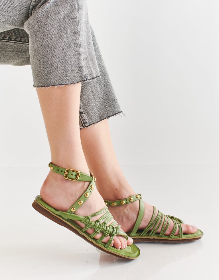נעלי נשים - A.S. 98 - סנדלי רצועות וניטים MITO - ירוק