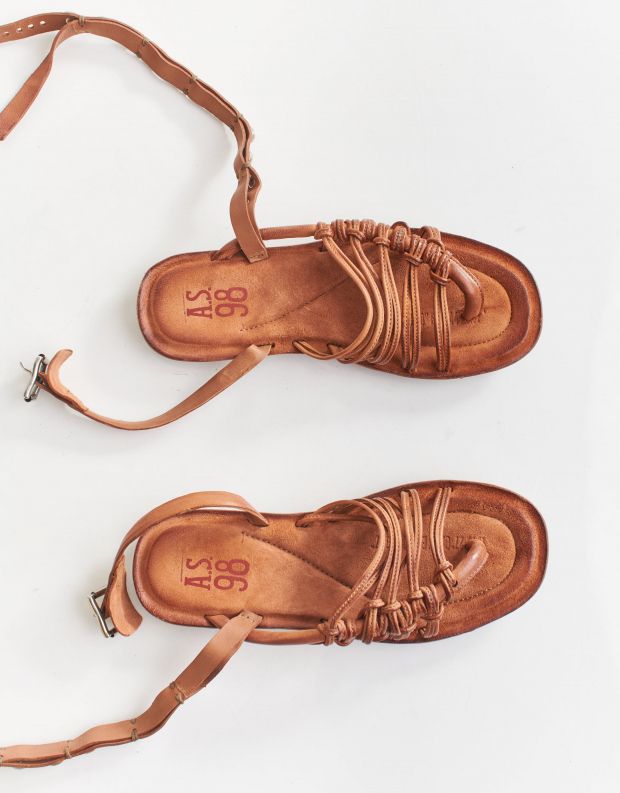 נעלי נשים - A.S. 98 - סנדלי רצועות וניטים MITO - חום בהיר