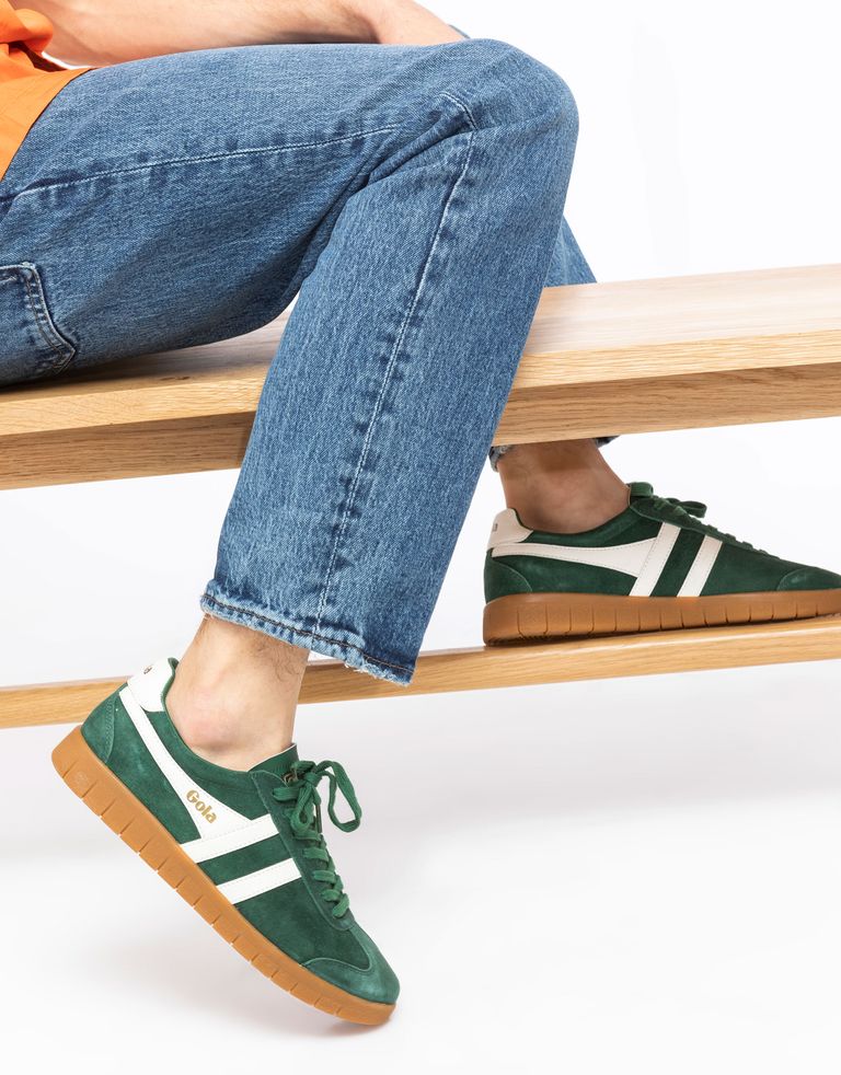 נעלי גברים - Gola - סניקרס HURRICANE SUEDE - ירוק   לבן
