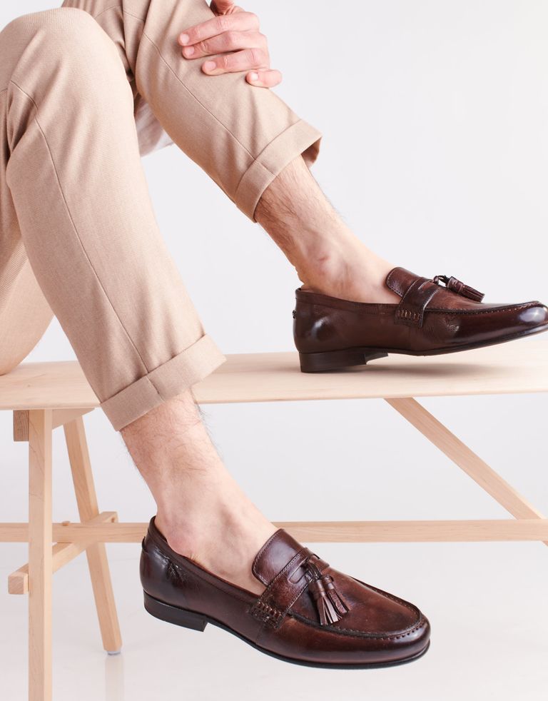 נעלי גברים - Hudson - נעלי מוקסין QUINN - חום
