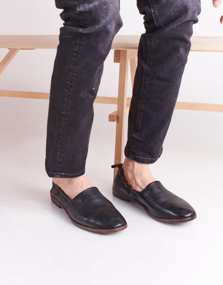 נעלי גברים - A.S. 98 - נעלי סליפ און מעור OBLADI - שחור