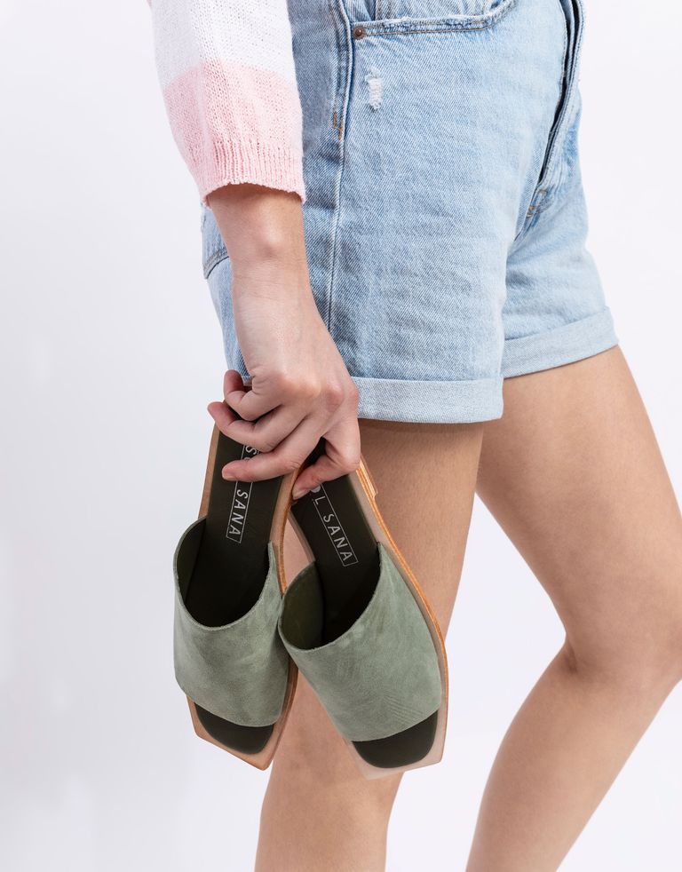 נעלי נשים - SOL SANA - כפכפים שטוחים MADONNA - זית