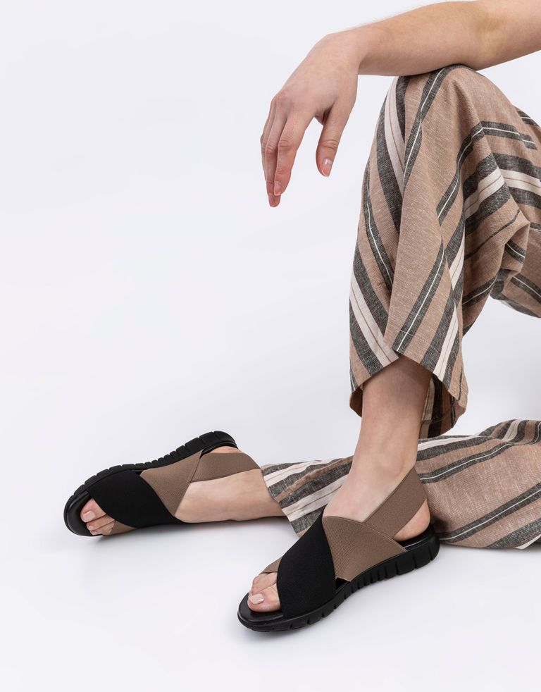 נעלי נשים - NR Rapisardi - סנדלים משולבים LESLIE - שחור חום