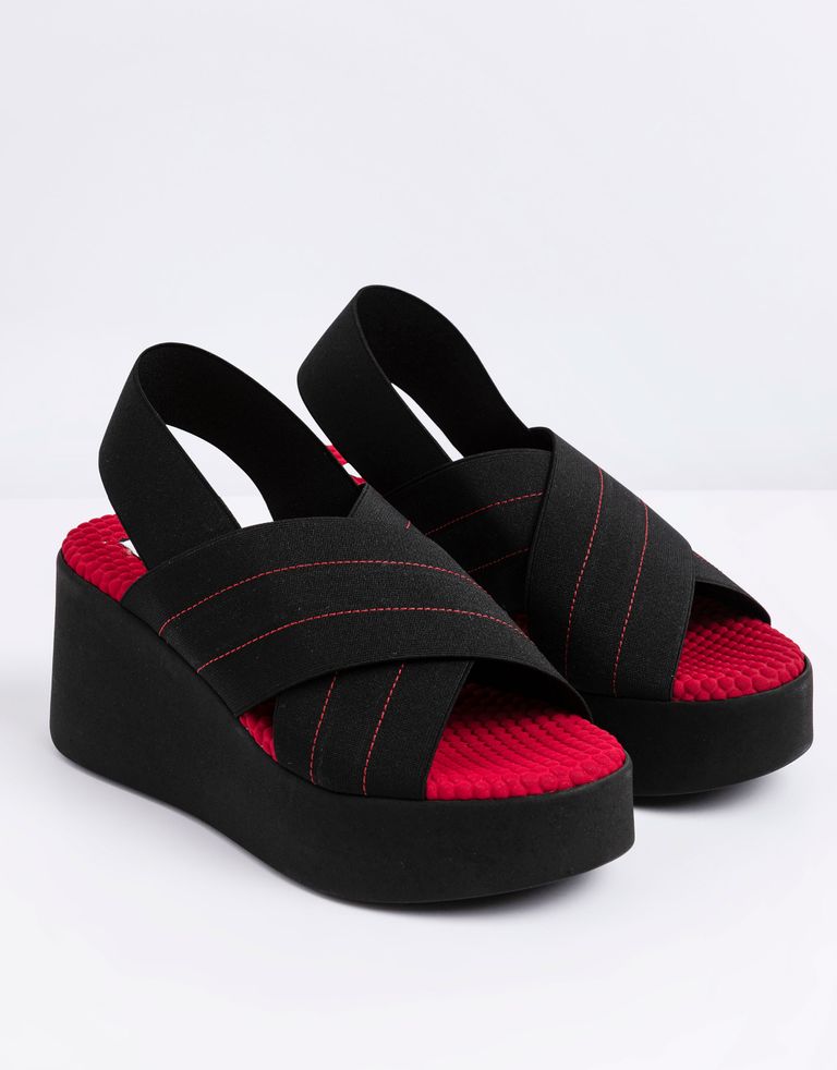 נעלי נשים - NR Rapisardi - סנדלי פלטפורמה  IXIA - שחור אדום