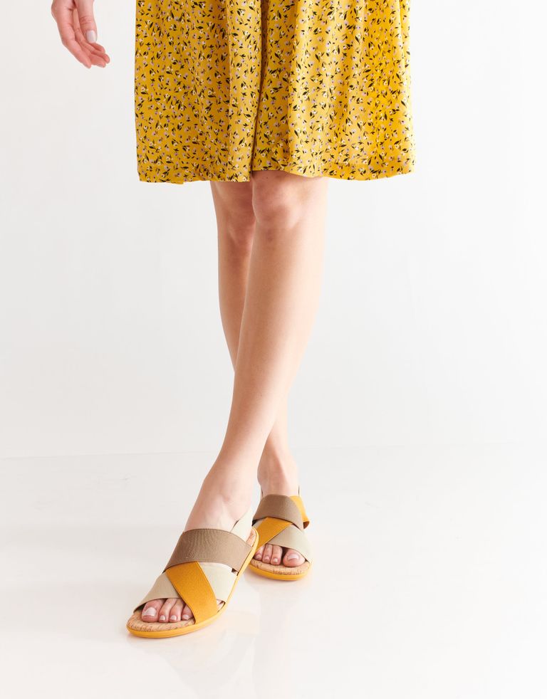 נעלי נשים - NR Rapisardi - סנדלי רצועות שטוחים CRUB - צהוב   חום