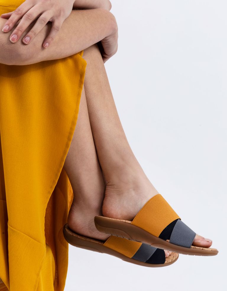 נעלי נשים - NR Rapisardi - כפכפי רצועות שטוחים CRAS - אפור   צהוב