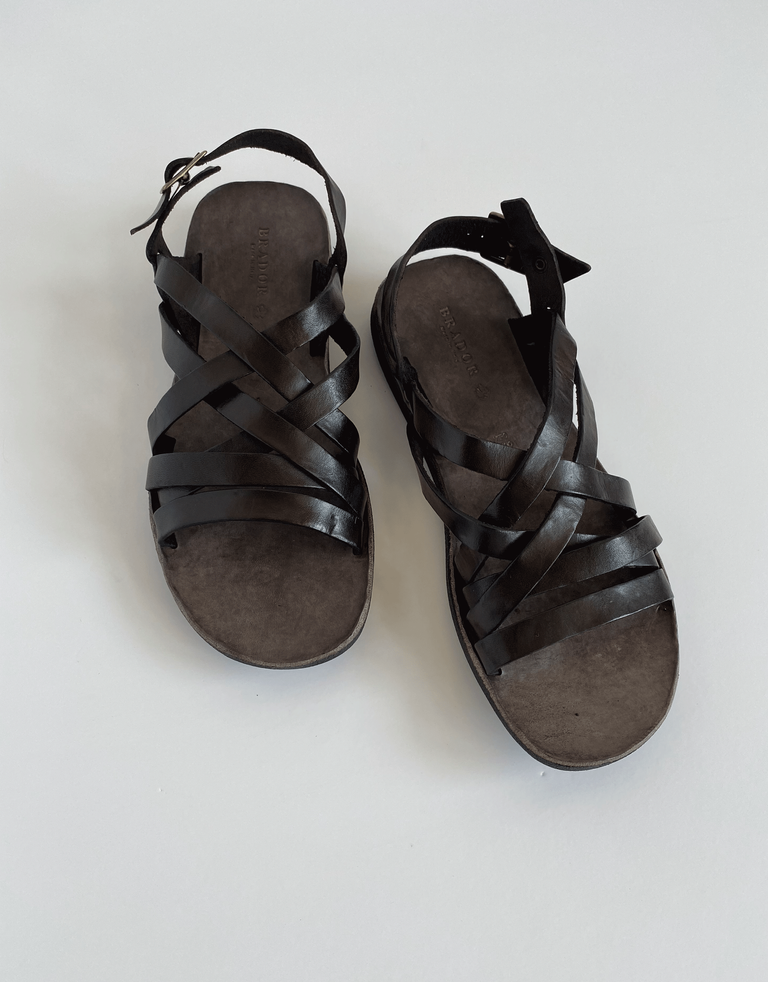 נעלי גברים - Brador - סנדלי עור TIGER - חום כהה