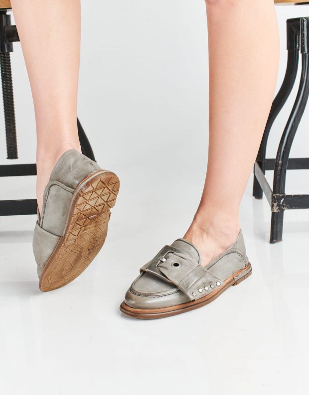 נעלי נשים - A.S. 98 - מוקסינים עם אבזם TAMU - אפור