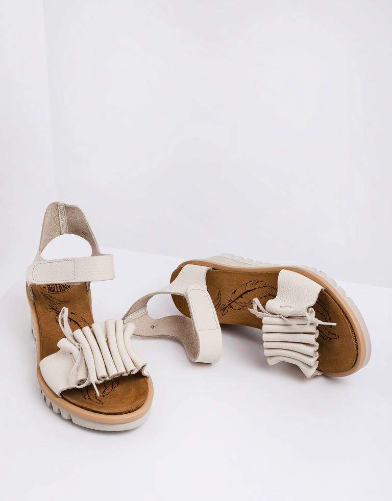 נעלי נשים - loints of Holland - סנדלים עם עקב רוקי BRIGHT - לבן