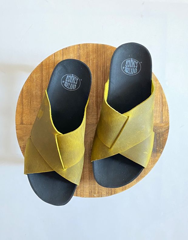 נעלי גברים - loints of Holland - כפכפי עור NOORDPIER - צהוב