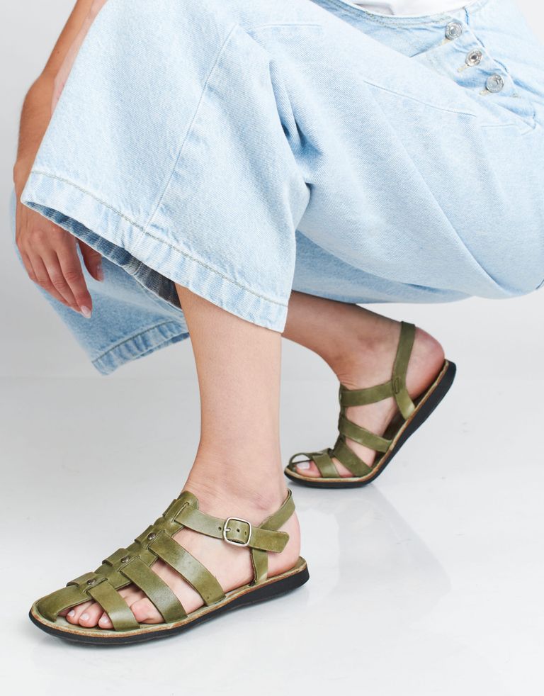 נעלי נשים - Brador - סנדלי עור TAORMINA - ירוק