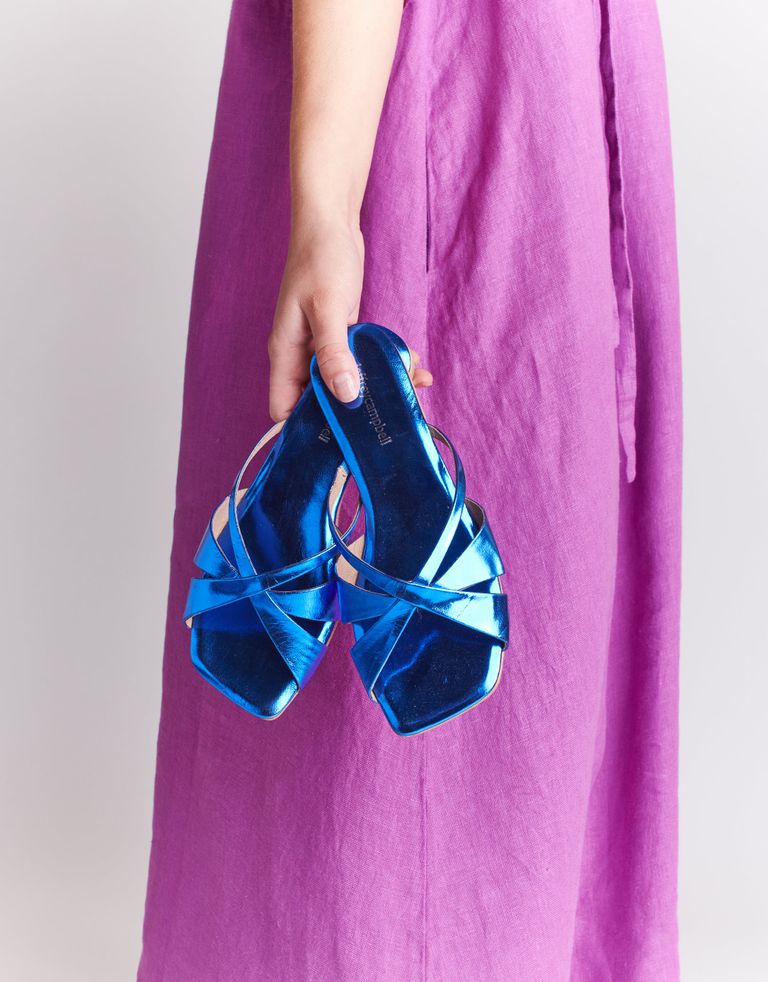 נעלי נשים - Jeffrey Campbell - כפכפים שטוחים THYRA מטאלי - כחול