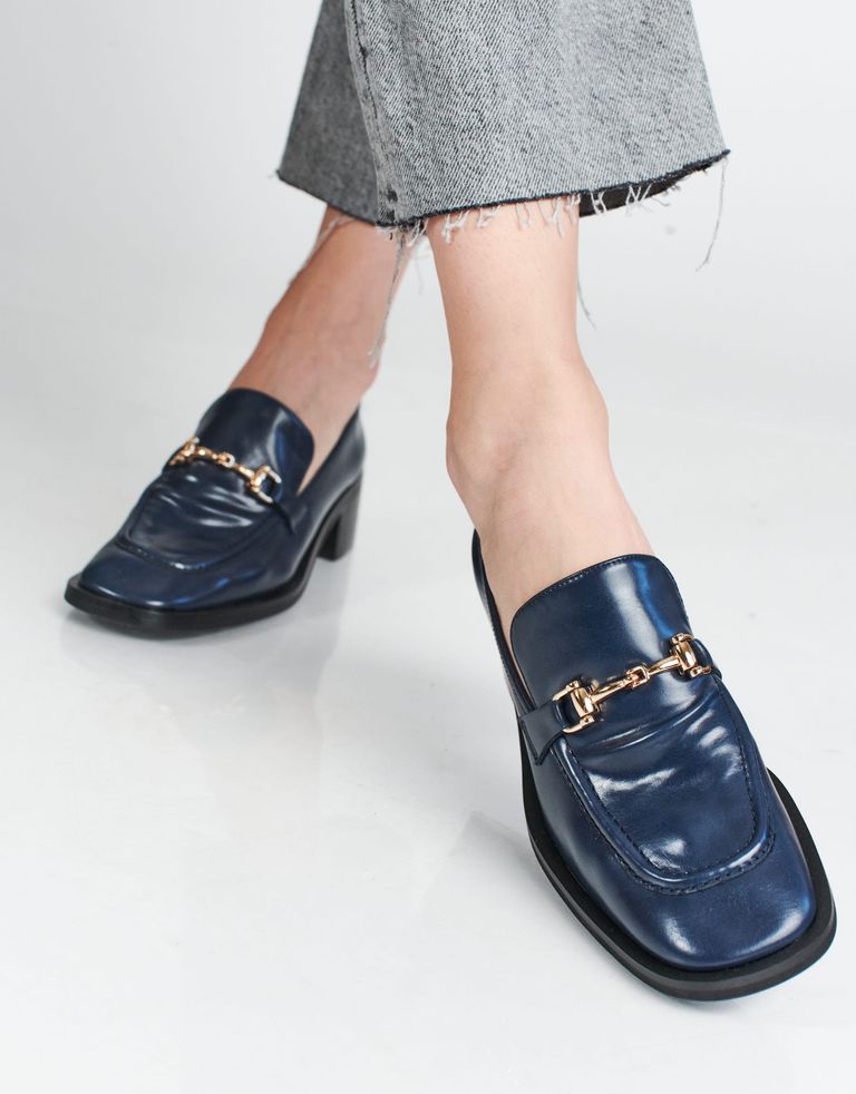 נעלי נשים - Jeffrey Campbell - מוקסינים עם עקב REID - כחול