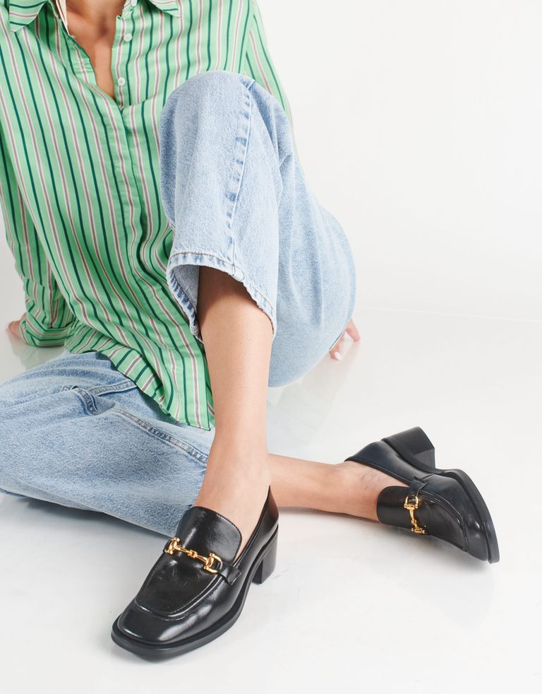 נעלי נשים - Jeffrey Campbell - מוקסינים עם עקב REID - שחור