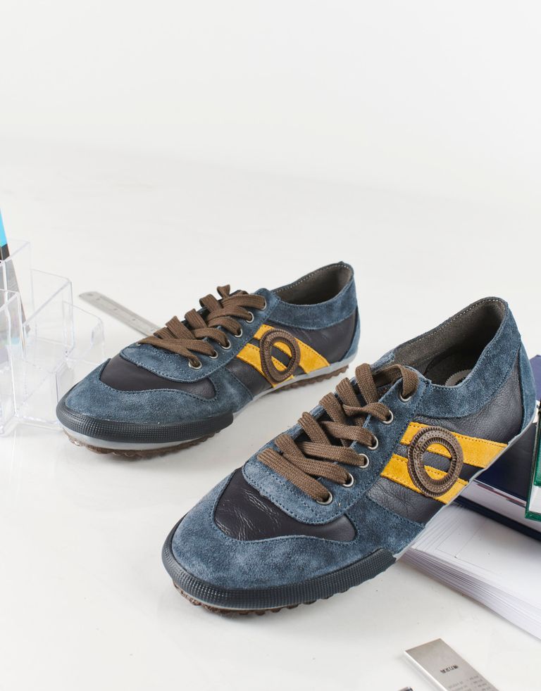 נעלי גברים - Aro - סניקרס עור IDO - כחול   כתום