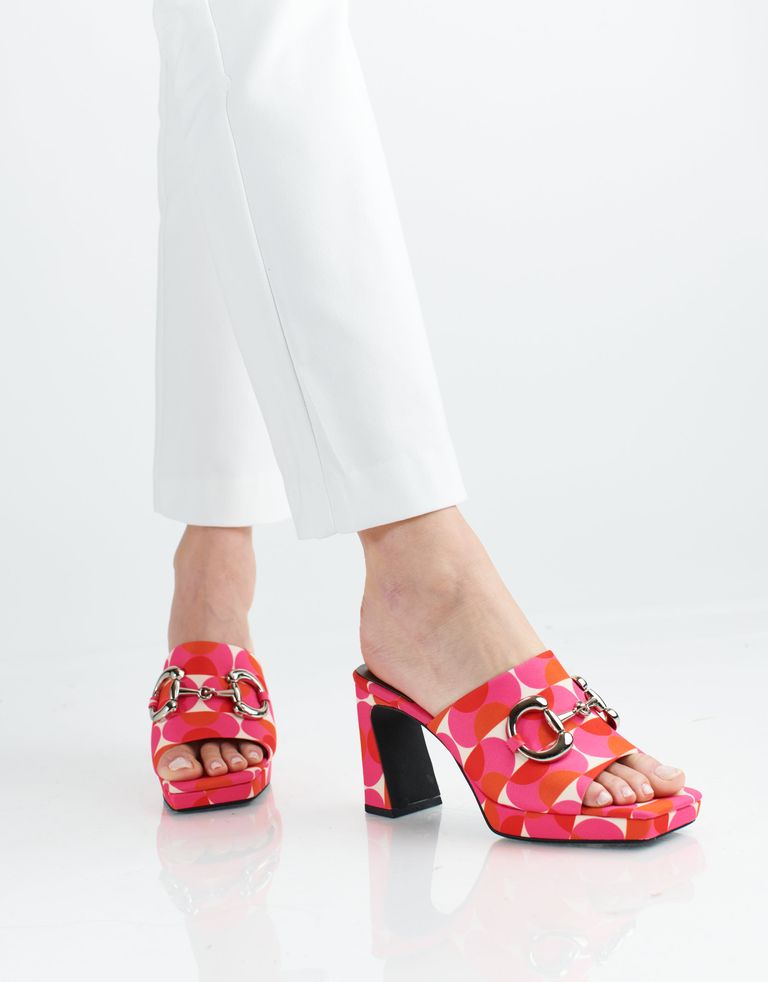 נעלי נשים - Jeffrey Campbell - כפכפי בד עם עקב CAVIAR - ורוד   אדום