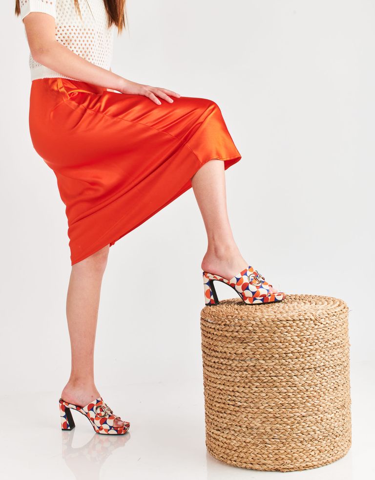 נעלי נשים - Jeffrey Campbell - כפכפי בד עם עקב CAVIAR - אדום   כחול