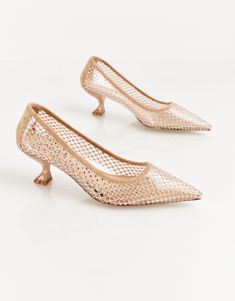 נעלי נשים - Jeffrey Campbell - נעלי סירה רשת ADORED - בז'3