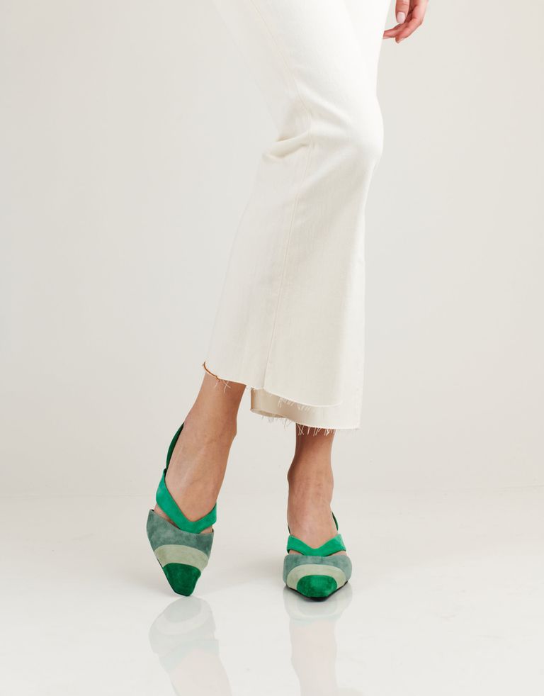 נעלי נשים - Jeffrey Campbell - סנדלי עקב מזמש EIGHT - ירוק