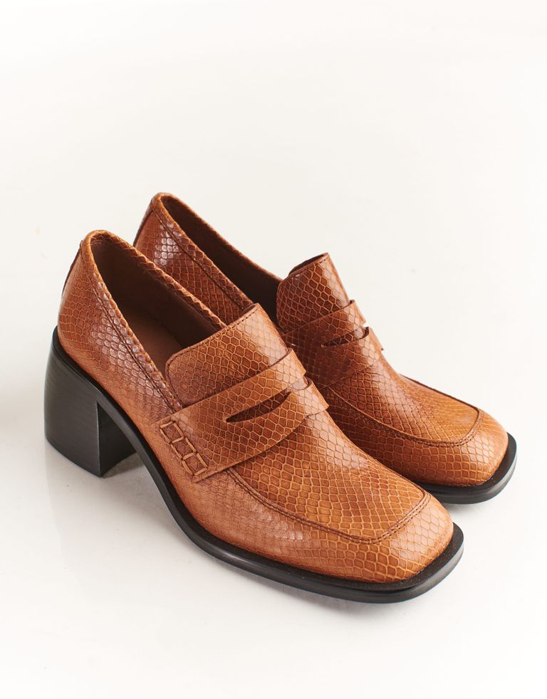 נעלי נשים - Jeffrey Campbell - מוקסינים ECOLE נחש - חום3