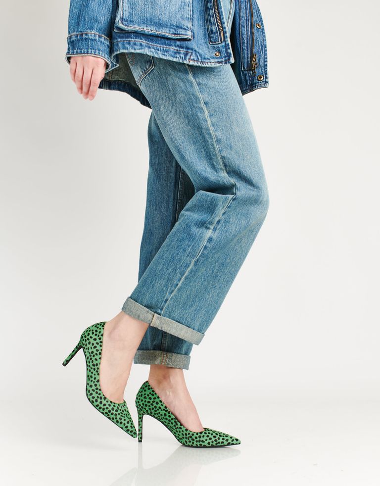 נעלי נשים - Jeffrey Campbell - נעלי סירה NIKIA PRINT - ירוק-שחור