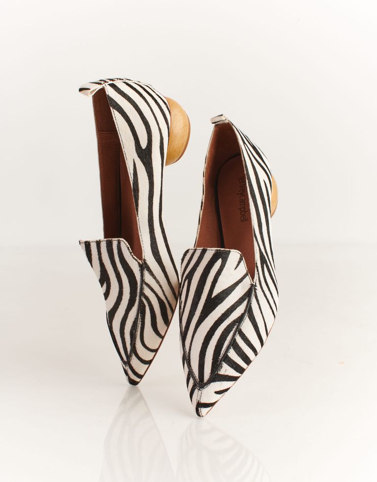 נעלי נשים - Jeffrey Campbell - נעלי סירה VIONA ZEBRA - שחור לבן