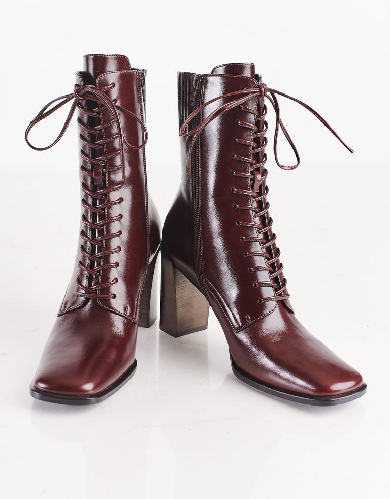 נעלי נשים - Jeffrey Campbell - מגפוני עקב עם שרוכים SCRI - חום2